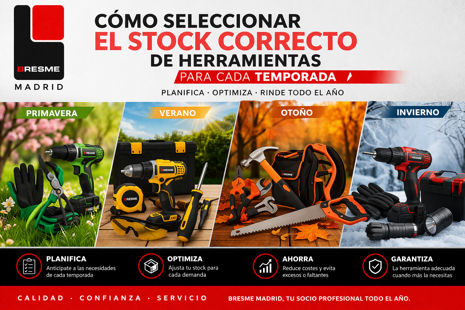 Cómo seleccionar el stock correcto de herramientas para cada temporada